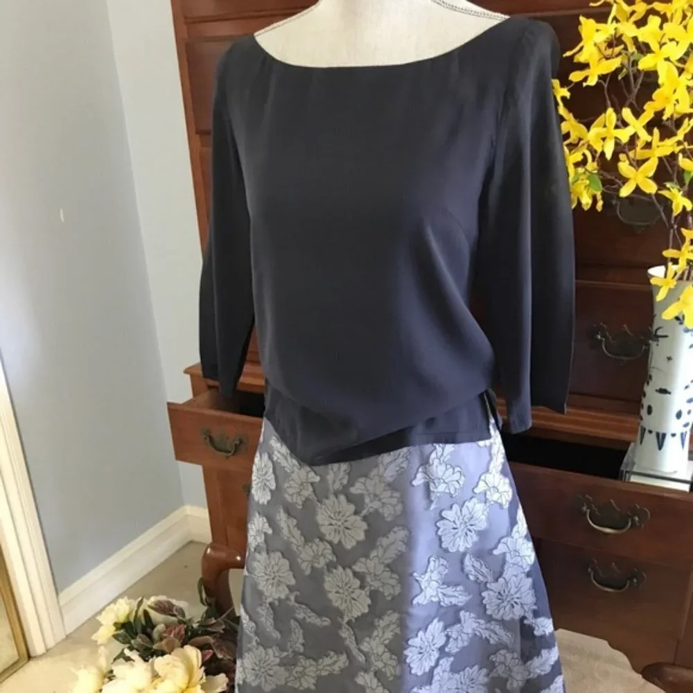 Saja Two-Piece Silk Floral Top/Skirt Set Medium